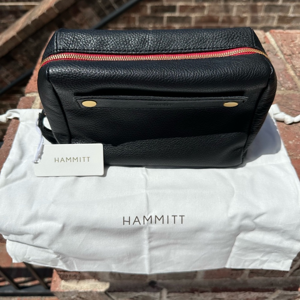 Hammitt Black Leather Limited Release Tech Bag with Red Zipper Accent NWT